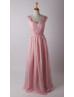 Red Purple Pink Green Backless Chiffon Long Bridesmaid Dress